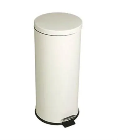 Cubo de pedal, acero lacado en blanco, con cubo interior a prueba de fugas, 30,3 L