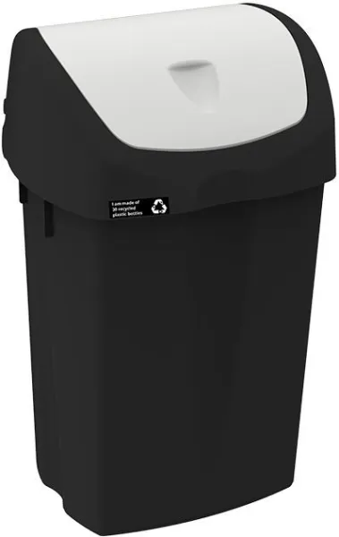 NRW Cubo de basura con tapa abatible blanca, duradero, 25 L