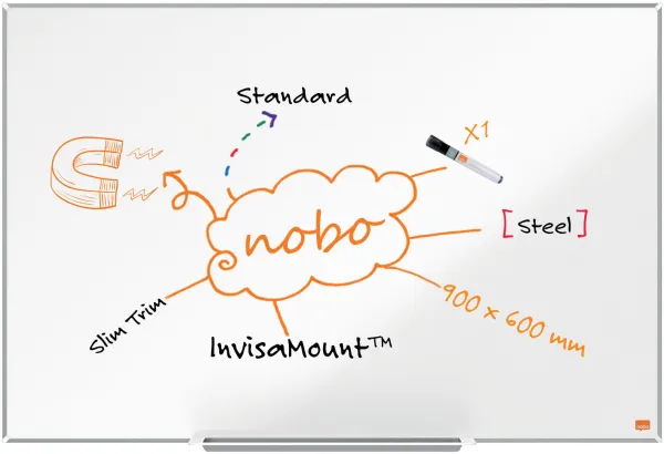Nobo Impression Pro Pizarra blanca de acero 90x60cm blanca