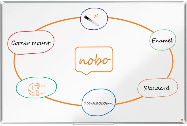 Nobo Premium Plus pizarra blanca esmaltada 150x100cm blanca